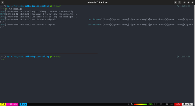Two consumers of Replica 1 take 10 partitions